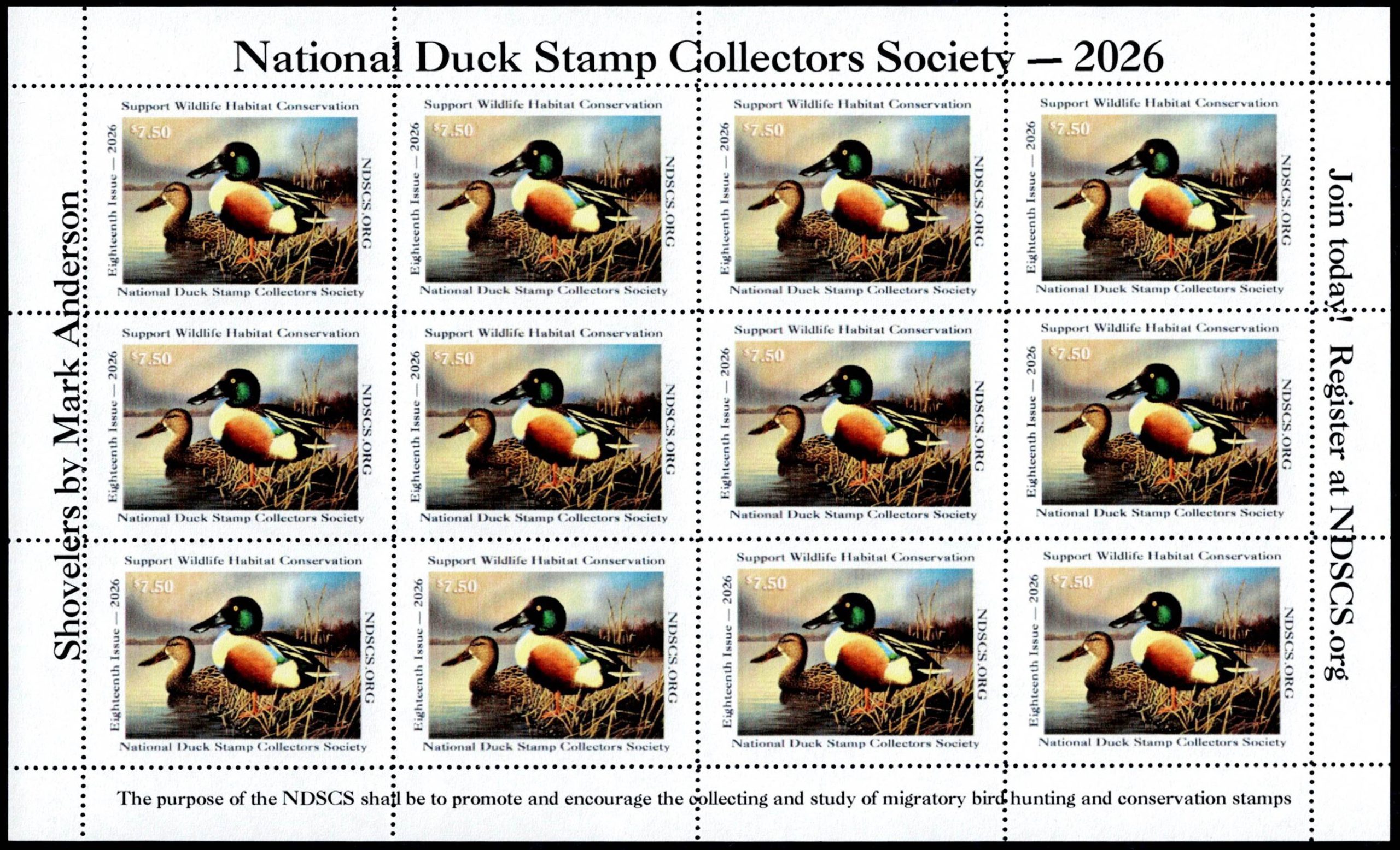 2026 NDS18 Society Stamp Pane
